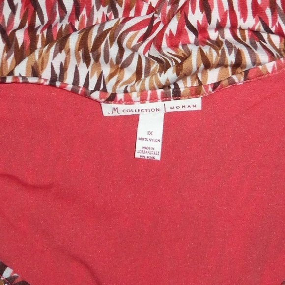 JM Collection Multi Color Coral Blouse Top - 1X - Picture 6 of 8